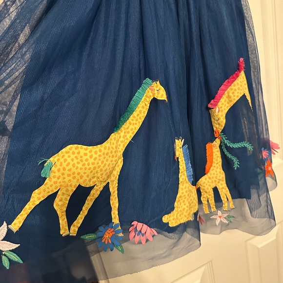 Mini Boden Blue Striped Appliqué Dress with Tulle Skirt - Picture 2 of 7